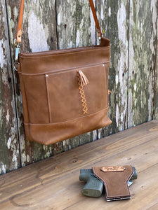 New! Large Leather Concealed Carry Tote Bag