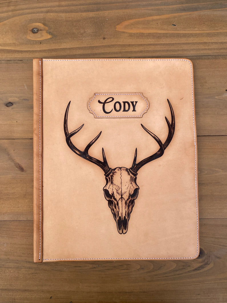 Leather Journal engraved with deer skull Creative Farm Girl