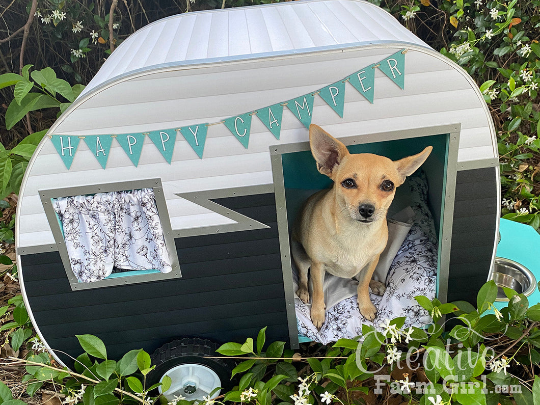 Dog House Camper-Aqua, Black and White Creative Farm Girl