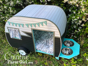 Dog House Camper-Aqua, Black and White Creative Farm Girl