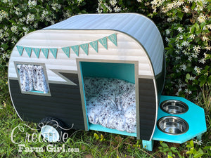 Dog House Camper-Aqua, Black and White Creative Farm Girl
