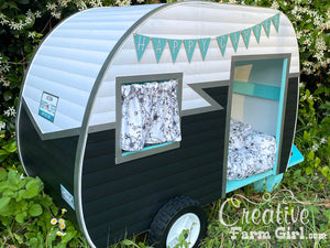 Dog House Camper-Aqua, Black and White Creative Farm Girl