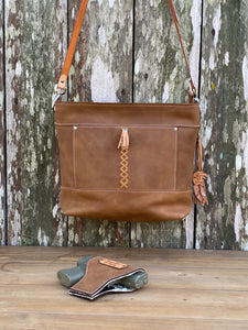 New! Large Leather Concealed Carry Tote Bag