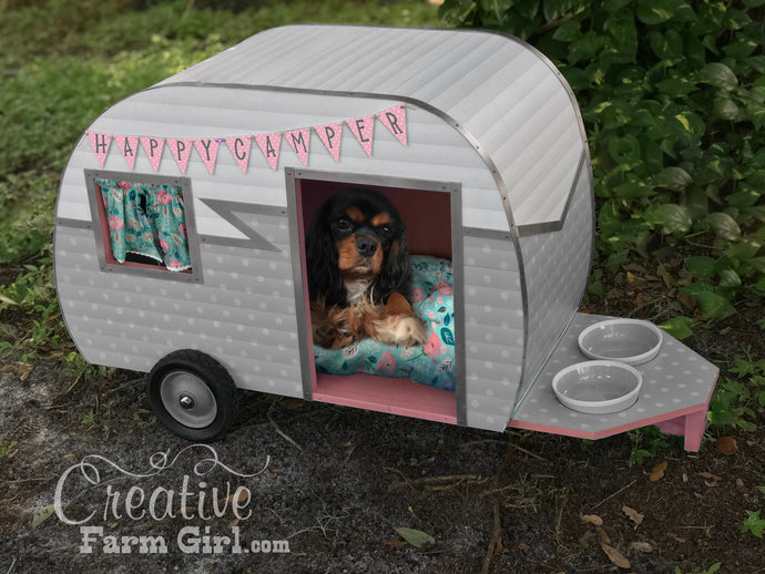 Dog House Camper-Grey, Pink and White Creative Farm Girl
