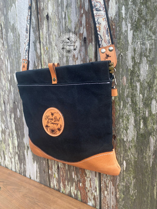 Leather and Black Waxed Canvas Concealed Carry Bag Creative Farm Girl
