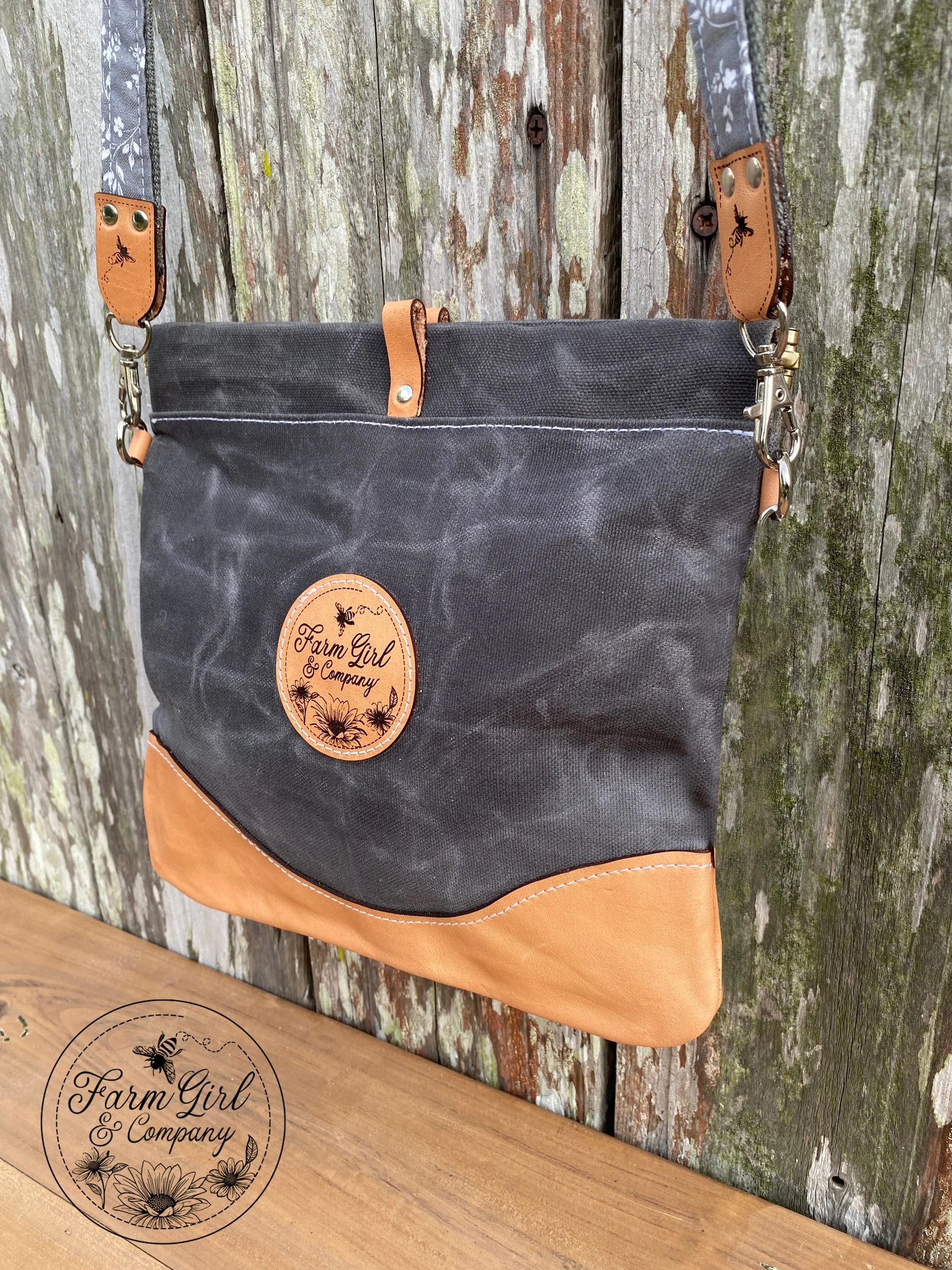 Leather and Grey Waxed Canvas Concealed Carry Bag Creative Farm Girl