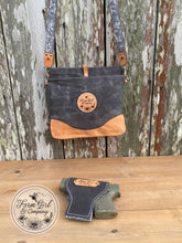 Leather and Grey Waxed Canvas Concealed Carry Bag