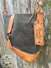Leather and Olive Green Waxed Canvas Tote