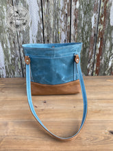 NEW! Leather and Blue Waxed Canvas Concealed Tote Bag