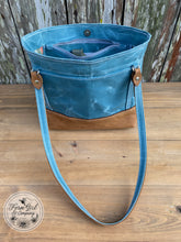 NEW! Leather and Blue Waxed Canvas Concealed Tote Bag