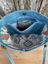 NEW! Leather and Blue Waxed Canvas Concealed Tote Bag