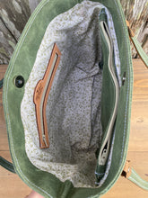 NEW! Leather and Green Waxed Canvas Concealed Tote Bag