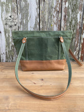 NEW! Leather and Green Waxed Canvas Concealed Tote Bag