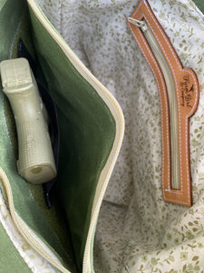 NEW! Leather and Green Waxed Canvas Concealed Tote Bag