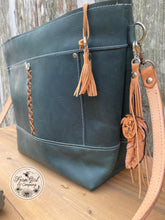 New! Large Teal Leather Concealed Carry Tote Bag