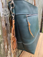 New! Large Teal Leather Concealed Carry Tote Bag