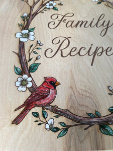 Cardinal Hand Painted Recipe Book