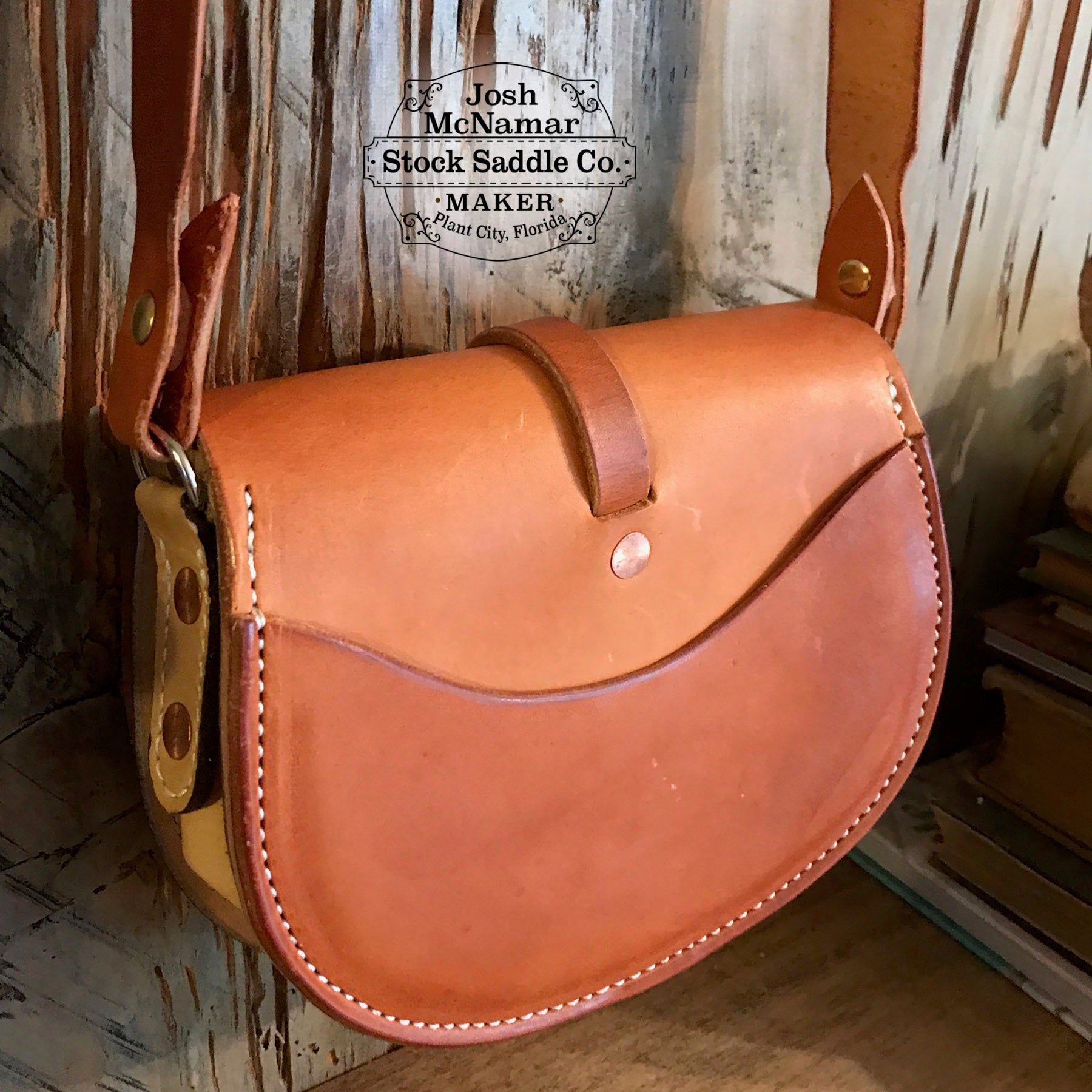 Khaki Leather Saddle Bag Flap Small Purse Side Bags | Baginning
