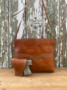 Leather Concealed Tote Bag Buck Stitch