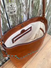 Leather Concealed Tote Bag Buck Stitch