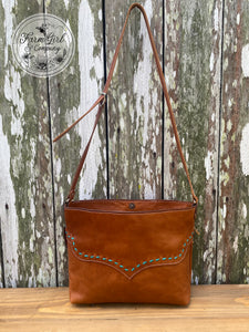 Leather Concealed Tote Bag Buck Stitch