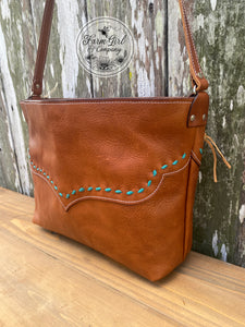 Leather Concealed Tote Bag Buck Stitch
