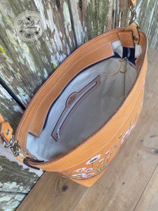 Leather Concealed Tote Bag Wildflowers Creative Farm Girl