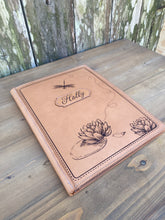 Journal leather engraved with dragonfly