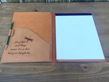 Journal leather engraved with dragonfly