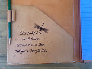 Journal leather engraved with dragonfly