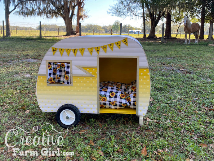 Dog House Camper-Yellow and White Creative Farm Girl
