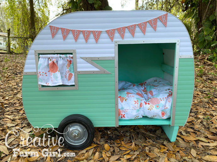 Dog House Camper-Mint Green and White Creative Farm Girl