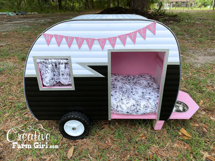 Dog House Camper-Pink, Black and White Creative Farm Girl