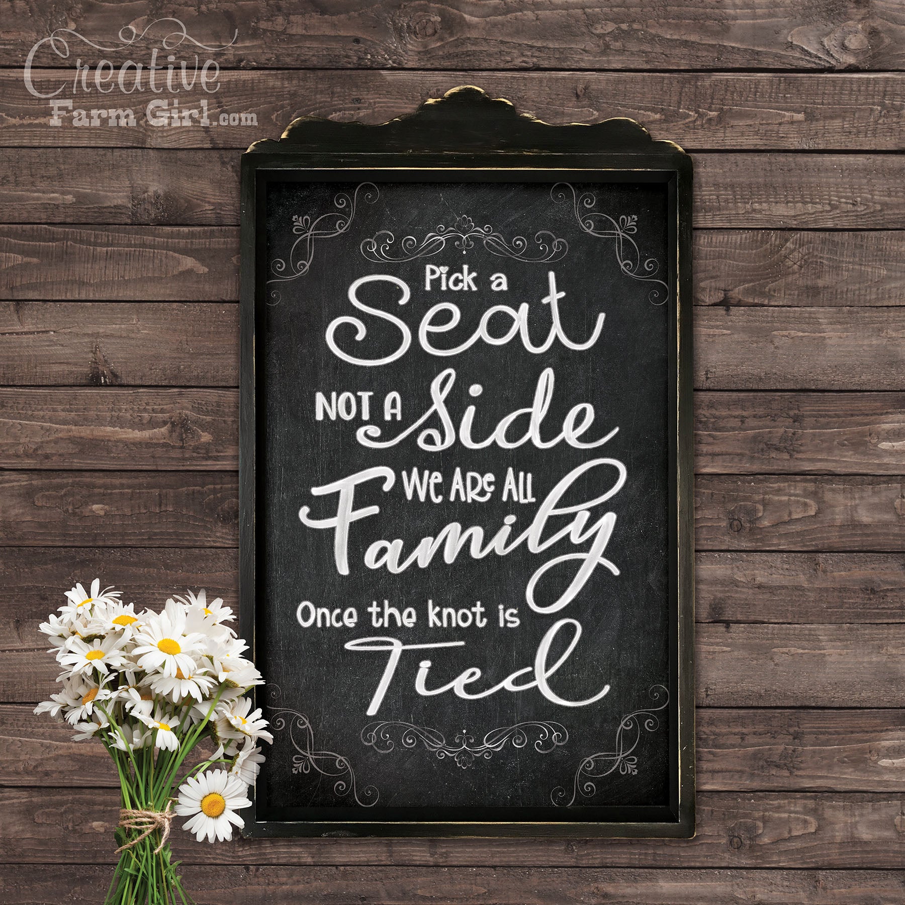 Personalised Choose a Seat Not a Side Wedding Sign - Black with