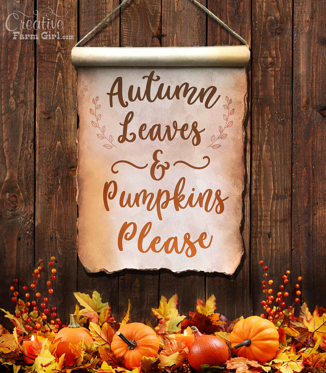 Autumn Leaves and Pumpkins Please Sign