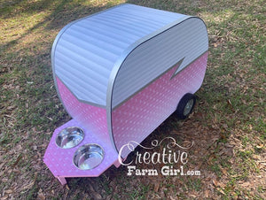 Dog House Camper-Summer Fun-Pink and White