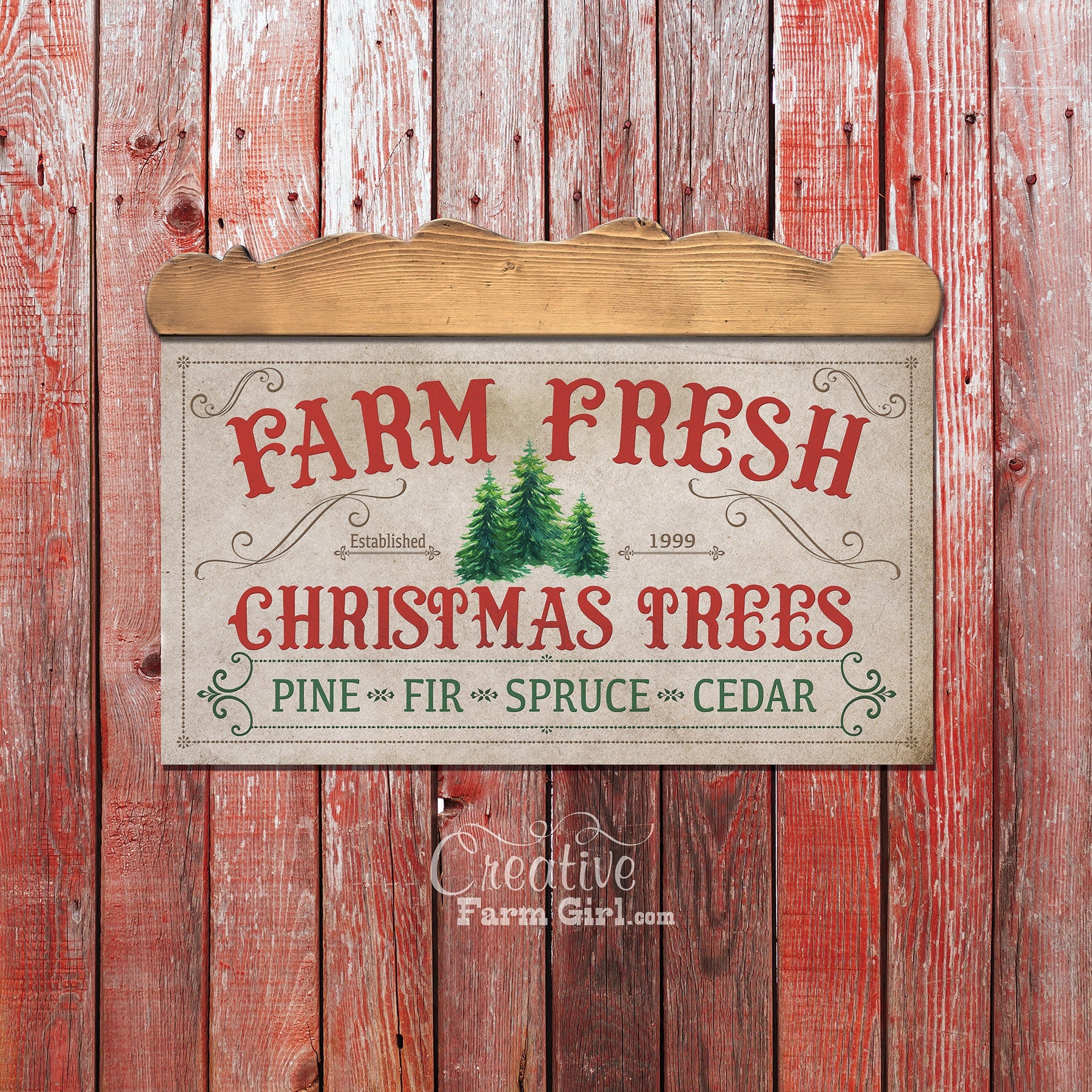 Farm Fresh Christmas Trees SVG Wall Sign · Creative Fabrica