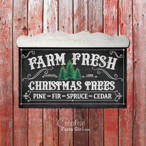 Farm Fresh Christmas Trees sign, Chalkboard Christmas Sign.