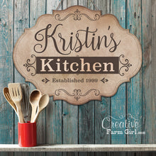 Kitchen Sign Rustic Personalized