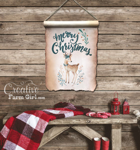 Merry Christmas Canvas Scroll Sign.