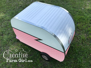 Dog House Camper-Blush Pink and White