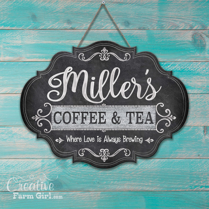 Coffee and Tea Sign Chalkboard Sign Personalized
