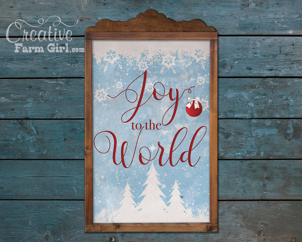 Joy To The World Rustic Canvas Christmas Sign
