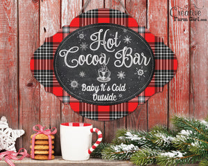 Hot cocoa bar buffalo plaid sign