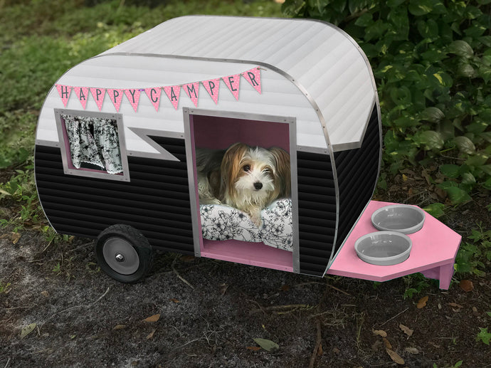 Dog House Camper-Pink, Black and White