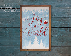 Joy To The World Rustic Canvas Christmas Sign