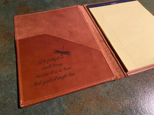 Journal leather engraved with dragonfly