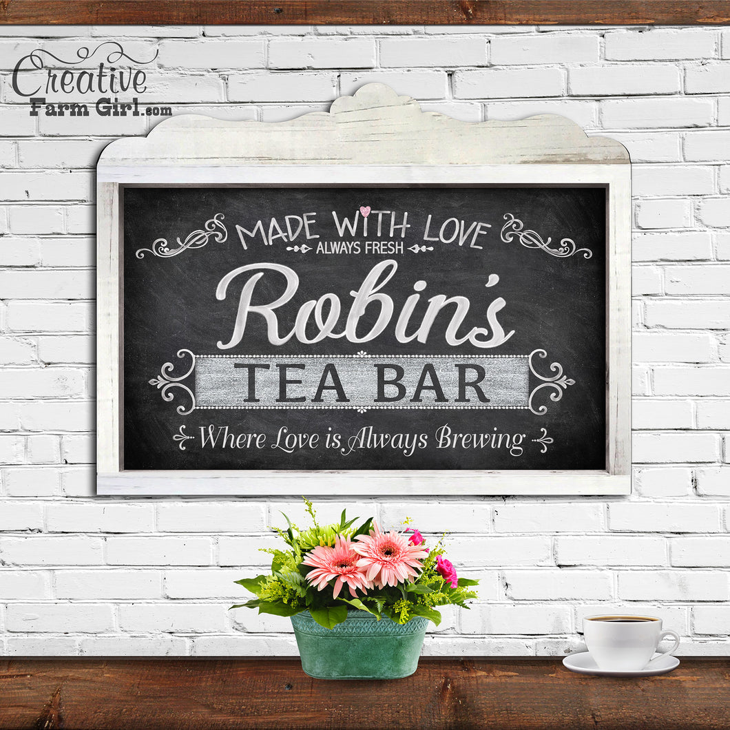 Tea Bar Sign Personalized With Your Name